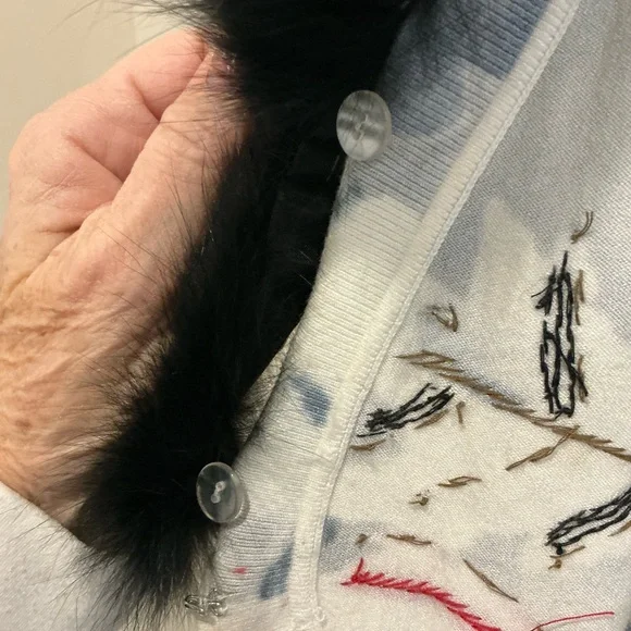 Alberto Makali Art-to wear floral beaded sequin sweater set - Picture 5 of 9